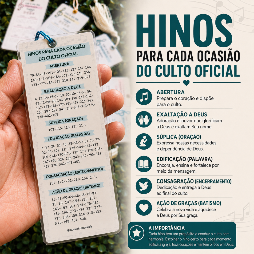 Marca páginas calendário + Hinos por ocasião