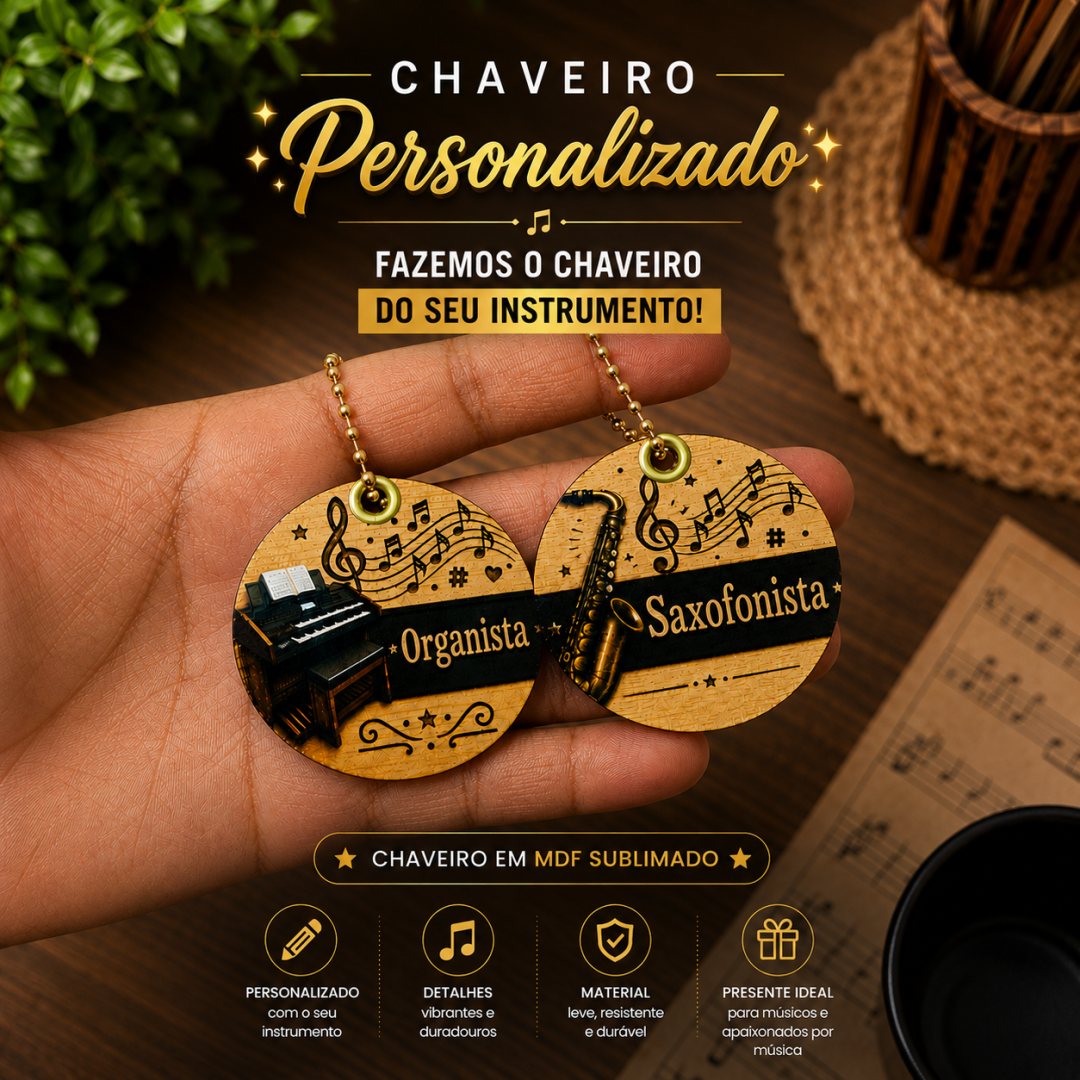 Chaveiro MDF sublimado