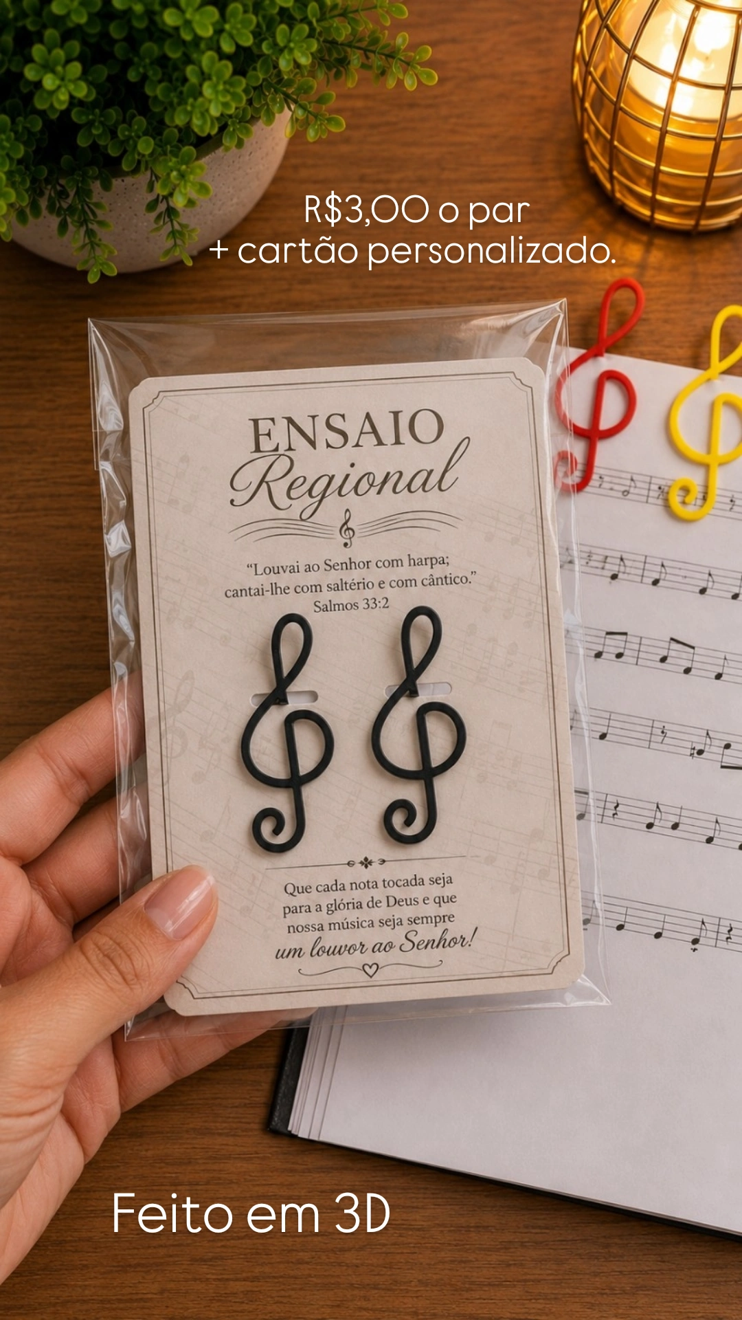 Marca Página Partitura Clave de Sol 3D ( Sem cartão) - Imagem 13