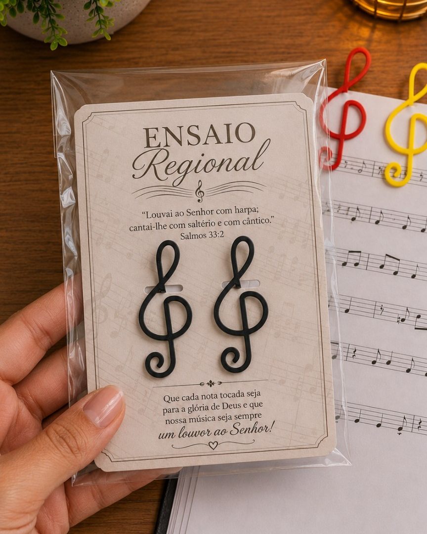 Marca Página Partitura Clave de Sol 3D ( Acompanha cartão personalizado)
